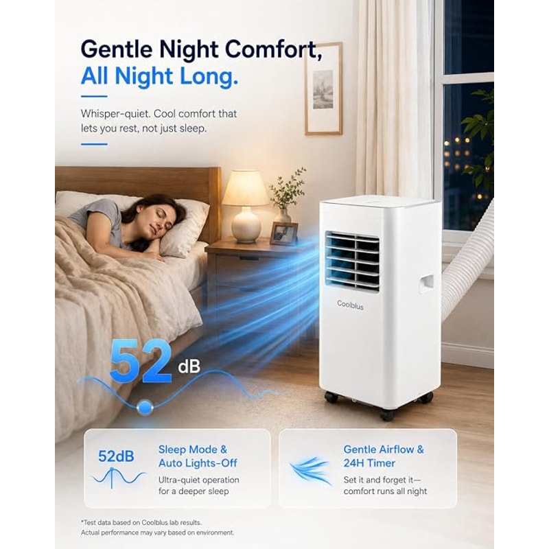 Coolblus Portable Air Conditioners, 8400 BTU, AC Cools Up to 350 Sq.Ft, 3 in 1 Portable AC.