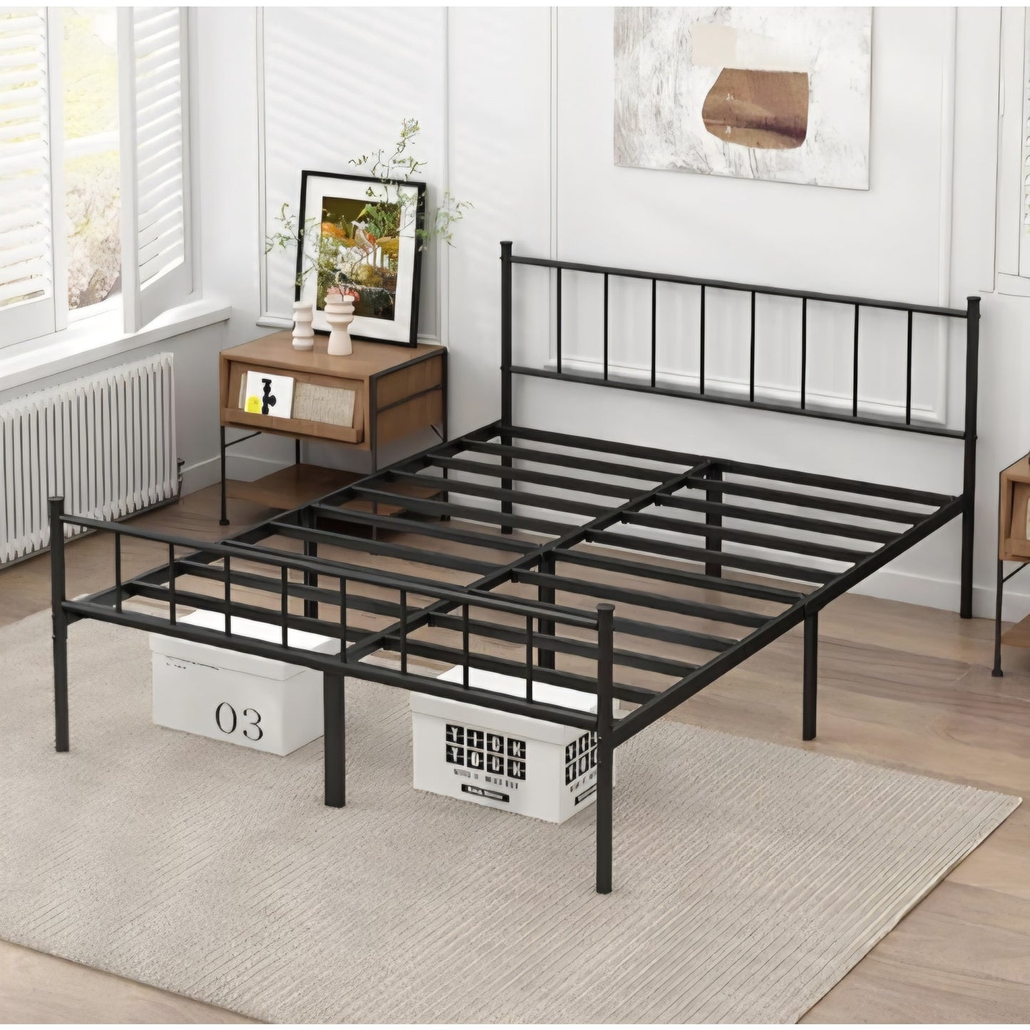 Queen Bed Frame-Classic Metal Platform Bed Frame,Mattress Foundation with Steel Slat
