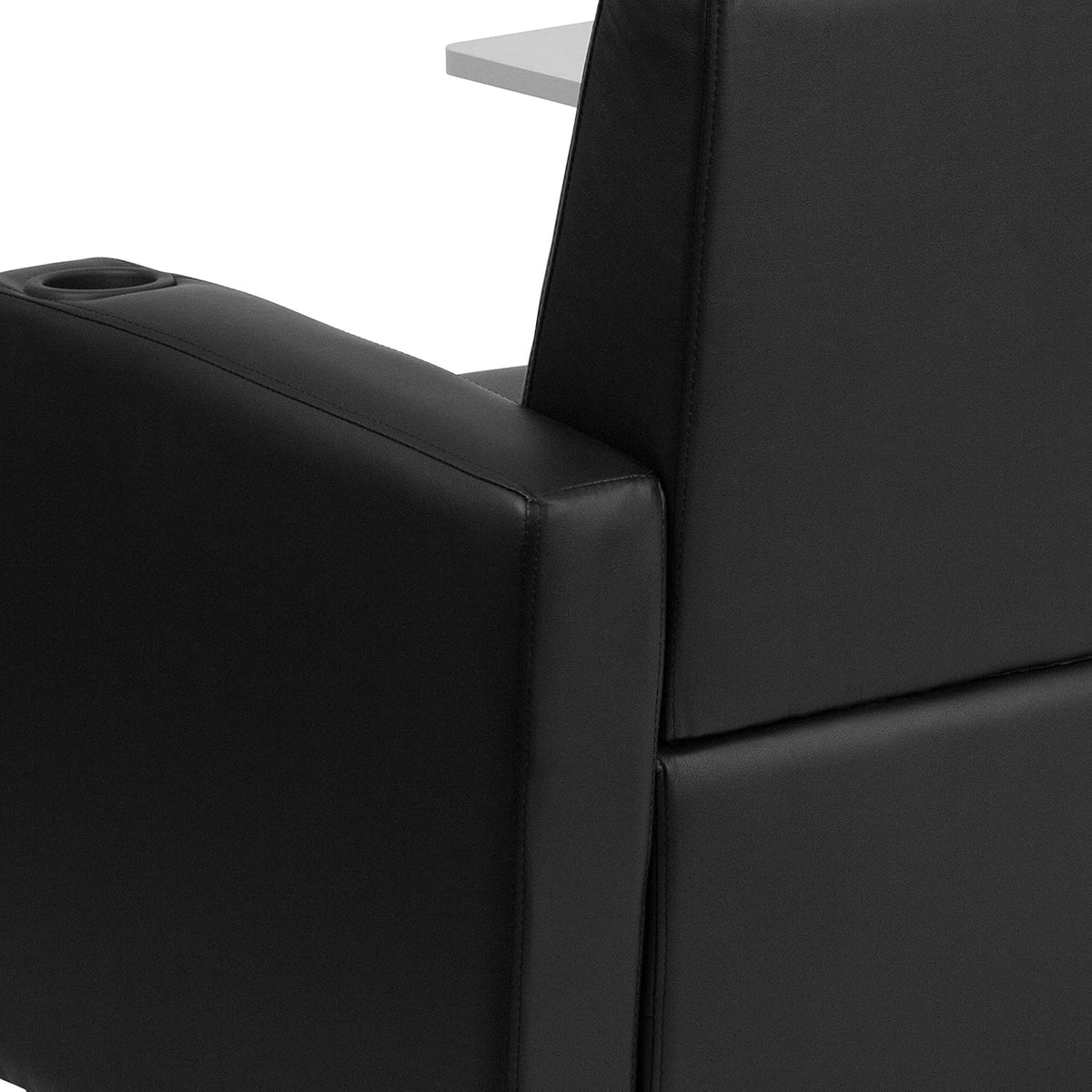 Flash Furniture George LeatherSoft Guest Chair with Tablet Arm & Cup Holder, Black, 27"Dx31"Wx35"H