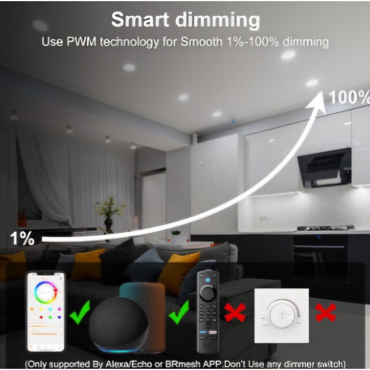 Recessed Lighting 6 Inch RGBCW Color Changing Smart Recessed Ceiling Lights 16W 1350LM LED