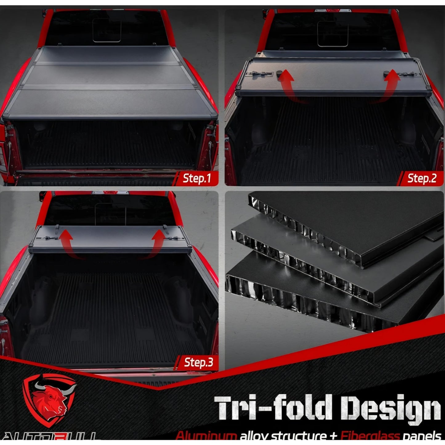 HardTopTri Fold tonneau Cover Compatible with2007-2021 Toyota Tundra(Excl. Trail Edition) 6.5ft Bed