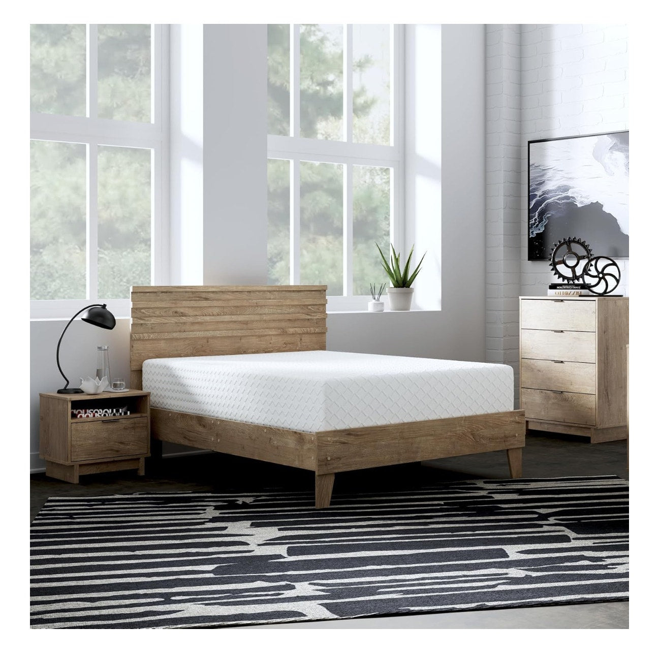 Ashley Full Size Chime 12 Inch Medium Firm Memory Foam Mattress with Green Tea