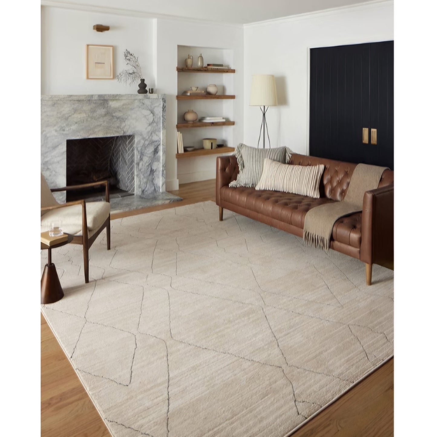 Loloi Darby Sand/Charcoal 5'-3" x 7'-6" Area Rug DAR-03 Approx. 5x7 Beige Living room