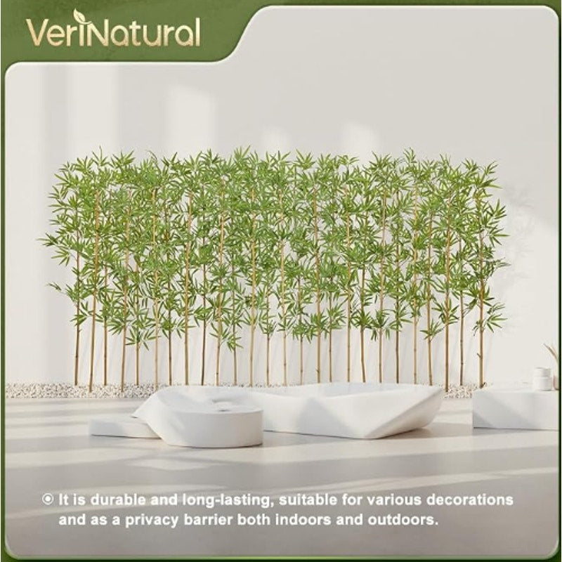 Artificial Bamboo Plant 6Ft Privacy Fence Screen - Real Bamboo Poles & UV-Resistant Faux Leaves