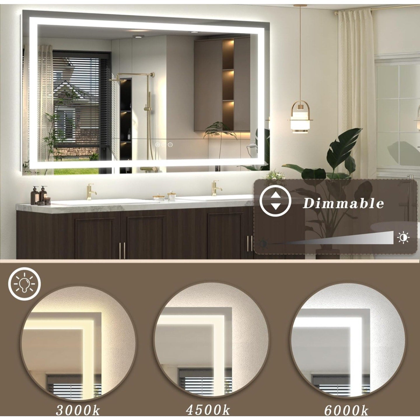 60x30 Lighted Bathroom Mirror for Wall, LED Illuminated Vanity Mirror with Lights, Dimmable, Anti