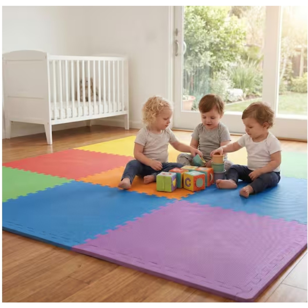 Rainbow Play Mats 24 in. W x 24 in. L x 1/2 in. T Soft EVA Foam Rubber (24 Tiles/96 sq. ft.)