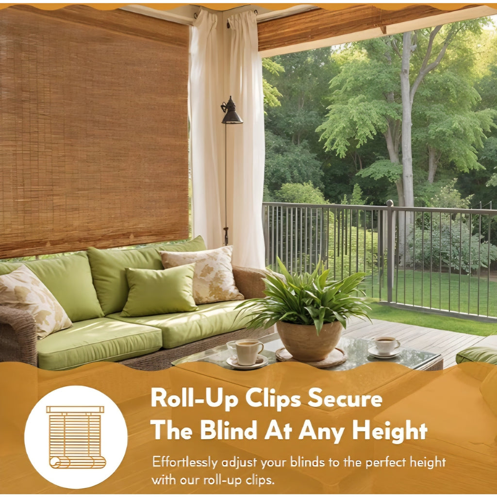 Radiance Cordless Bamboo Blinds - Waterproof Roller Shades for Porch, Patio & Interior Windows