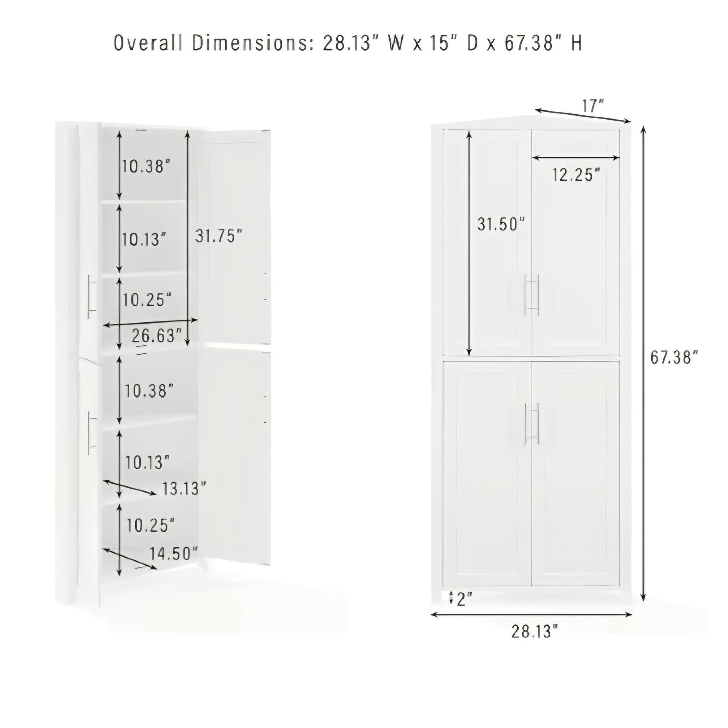 Traditional Corner Pantry Storage Cabinet with Shelves, Kitchen, Dining