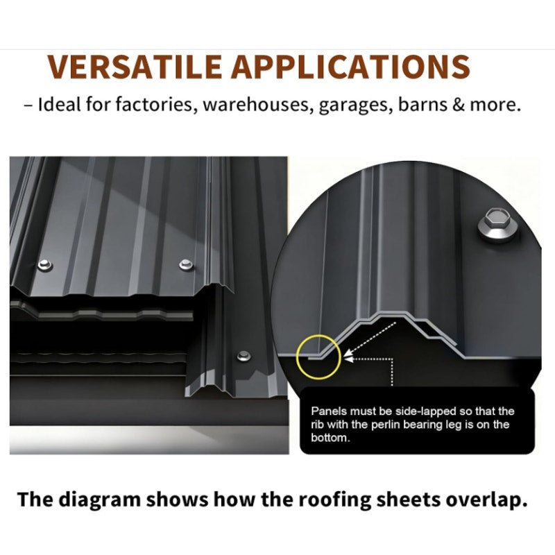 Extra-Wide Coverage Metal Roof Panels (62"x33") Corrugated Galvanized Steel with Screws