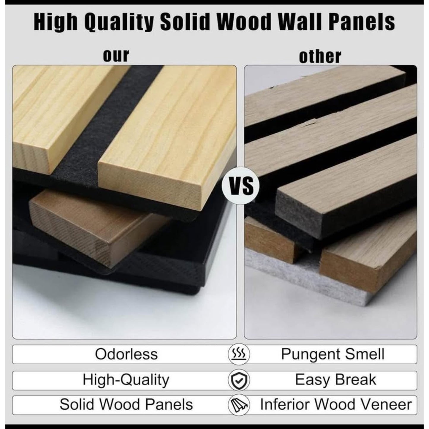 ROOMTEC Acoustic Wood Wall Panels, 94.49” x 12.6” Soundproof Wall Panels, Wood Slat Wall Panels for