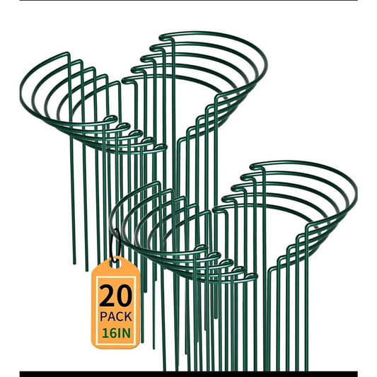 TCBWFY 20 Pack Plant Supports Stakes for Large Heavy Plants, 16"Hx10"D Peony Supports,Heavy Duty 4mm