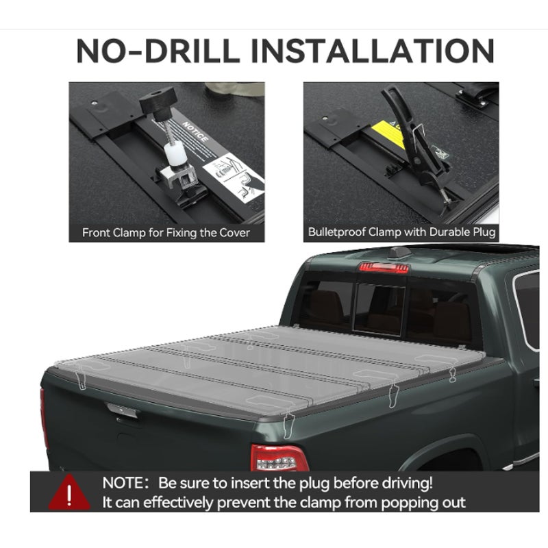 AUTOSAVER88 Hard Quad-Fold Tonneau Cover for 2009-2026 Dodge Ram 1500 5.7ft