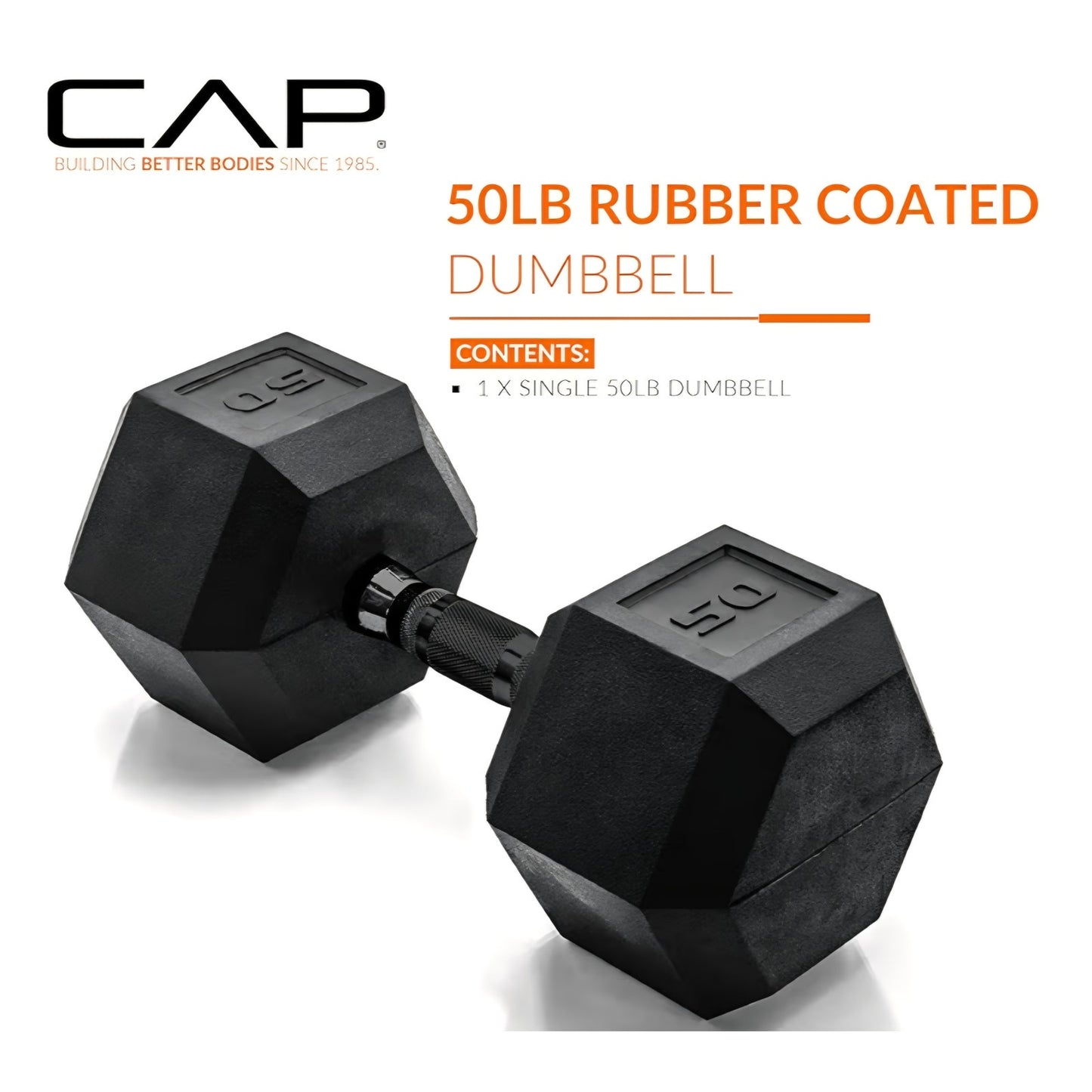 CAP Barbell Coated Hex Dumbbell Weight - Single | 50 lbs