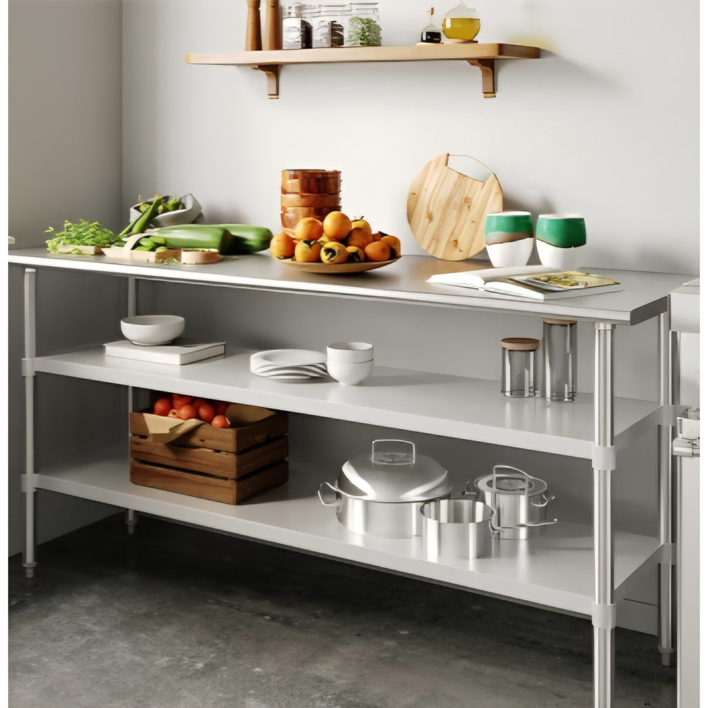 Woodford Galvanized Under Shelf for Prep and Work Tables - Adjustable Lower Shelf for 16" x 65.4"