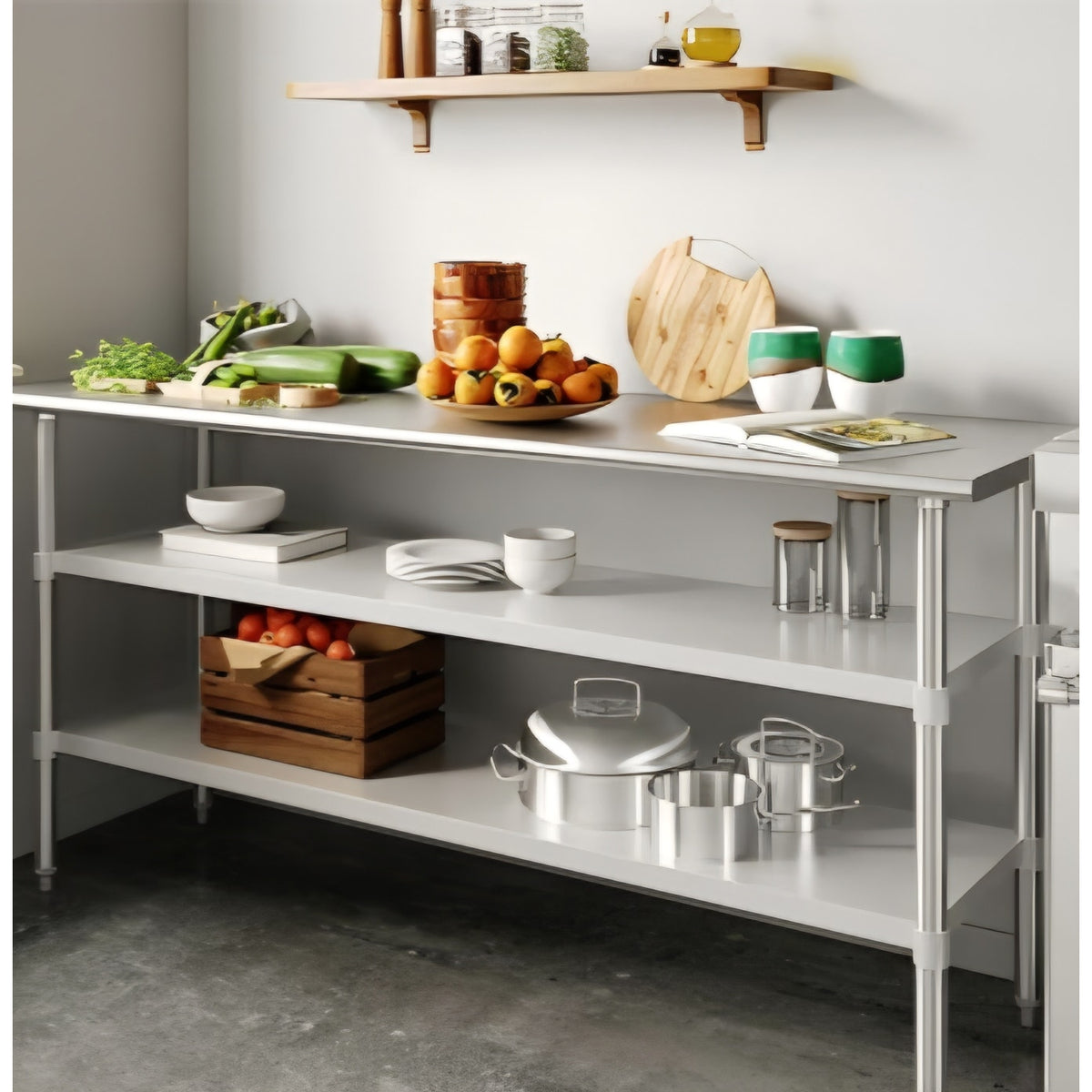 Woodford Galvanized Under Shelf for Prep and Work Tables - Adjustable Lower Shelf for 16" x 65.4"