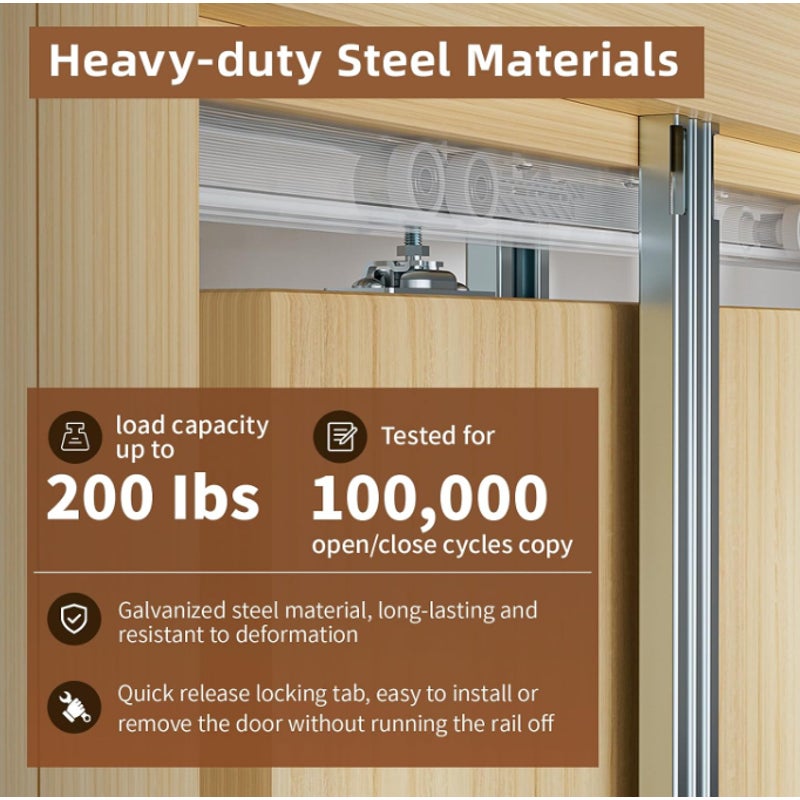 36"x80" Pocket Door Frame Kit, 200LBS Two-Way Soft Close Mechanism