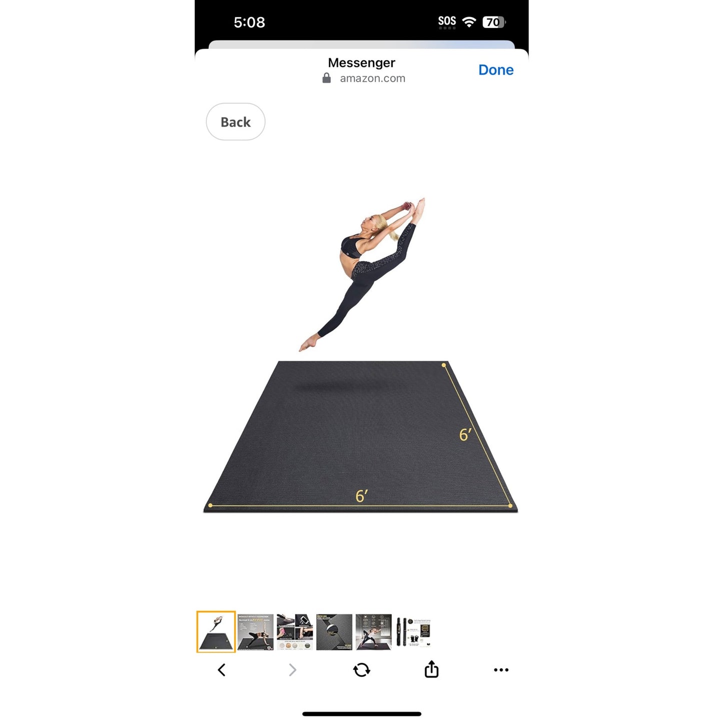 GXMMAT Large Yoga Mat 6’x6’ extra thick workout mat.