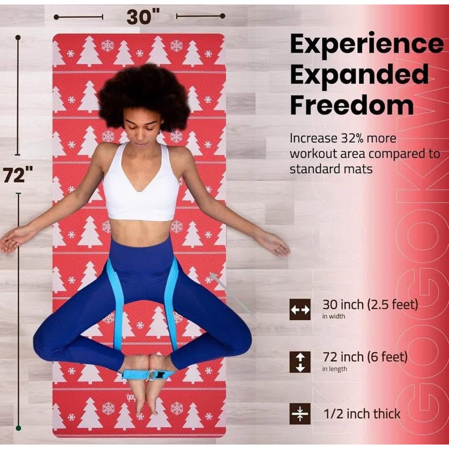 Thick Yoga Mat w/Carrying Strap (72“L x 30"W) for Men & Women - Non Slip Extra Wide and Long Fitness