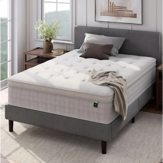 ZINUS 13 Inch Euro Top Pocket Spring Hybrid Mattress, California King, Pressure Relief, Pocket Innersprings for Motion Isolation, Mattress in A Box