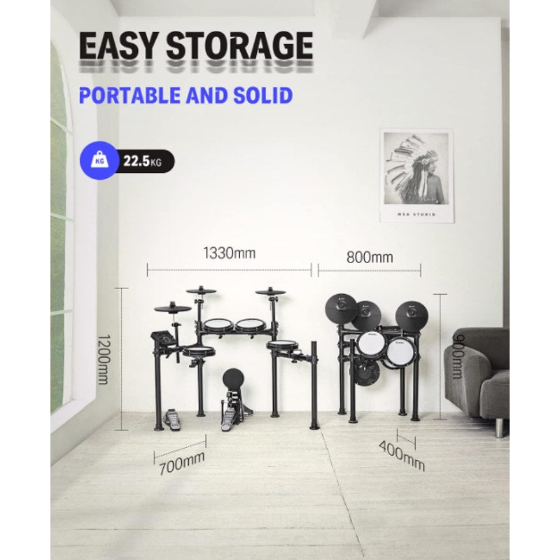 Donner DED-200 Electric Drum Sets with Quiet Mesh Drum Pads 2 Cymbals w/Choke 31 Kits and 450Sounds