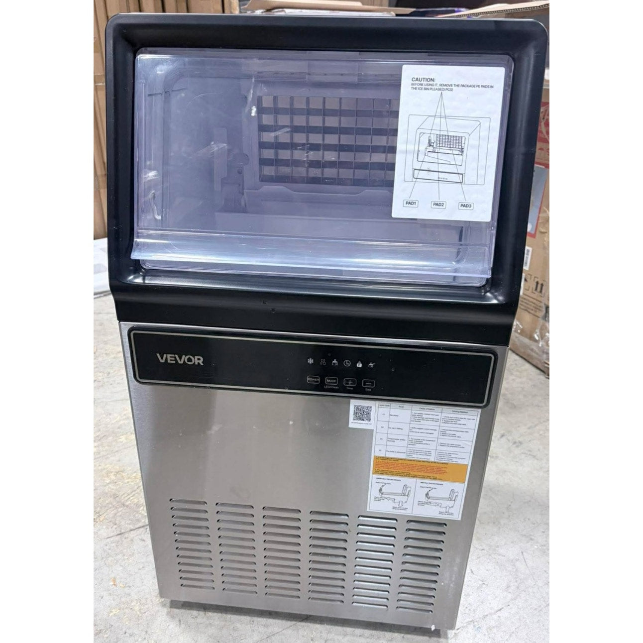 VEVOR Commercial Ice Maker Machine, 120 lbs/24H Ice Production, 19-33 lbs Storage Bin, 45 Cubes per