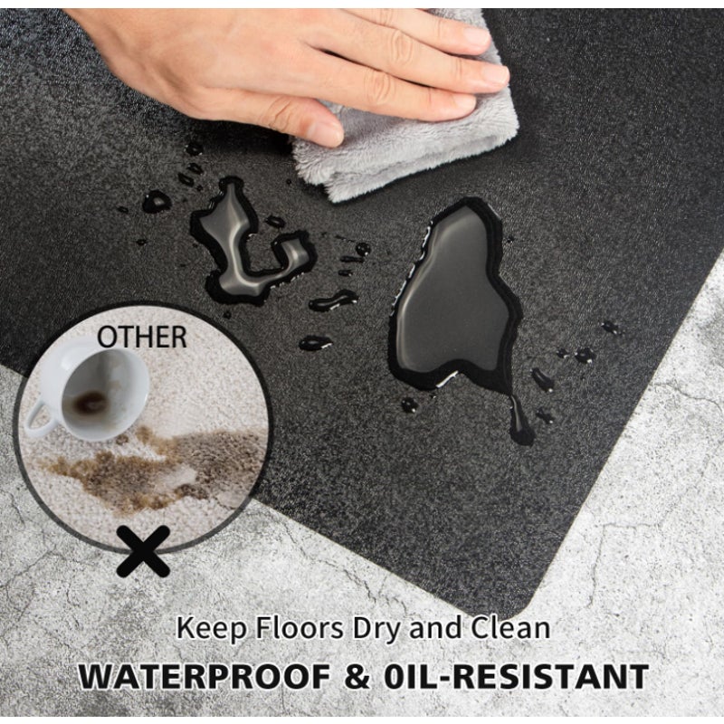 Vinyl Floor Mat for Home, Waterproof Area Mat for Under Dining Room Table Black, 8'×12'