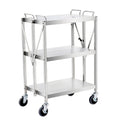 Trolley Heavy Duty Folding Utility Cart,Stainless Steel Collapsible Cart 133 Lbs Storage Rack