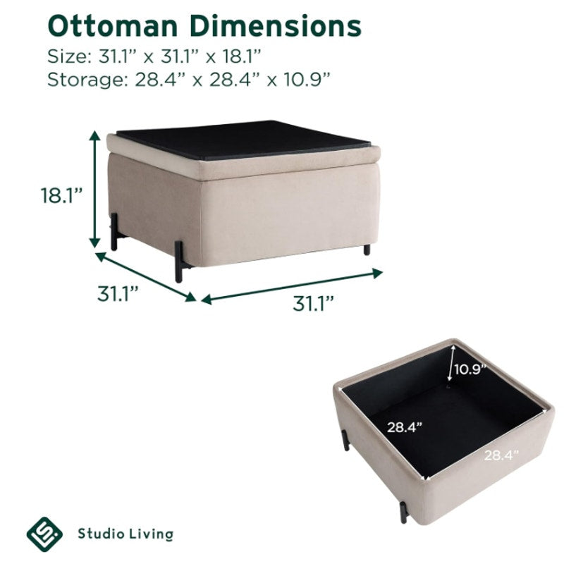 Studio Living® Connor 31.1" Large Storage Ottoman