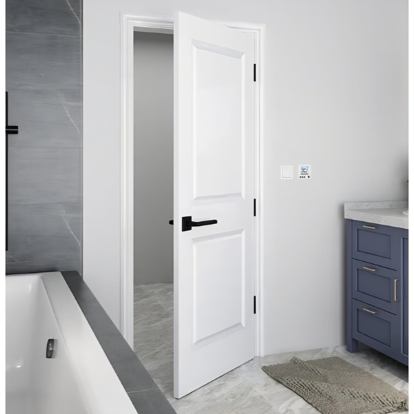 Door Slab 30x80 in Raised 2-Panel Square Top Smooth White Primed Molded Door Slab