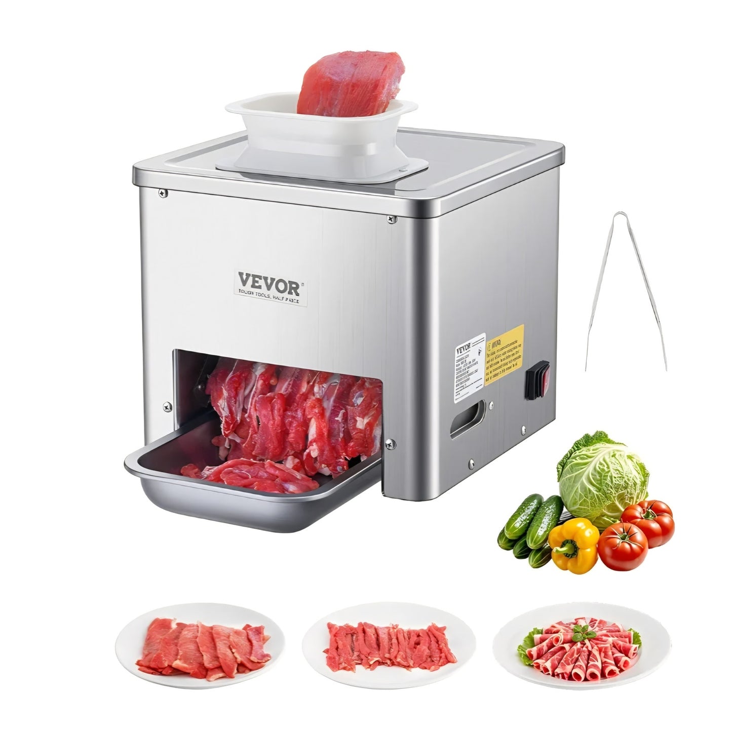 VEVOR Meat Cutter Machine, 550W Meat Slicer, 350 lb/h Commercial Meat Cutting Machine, Stainless