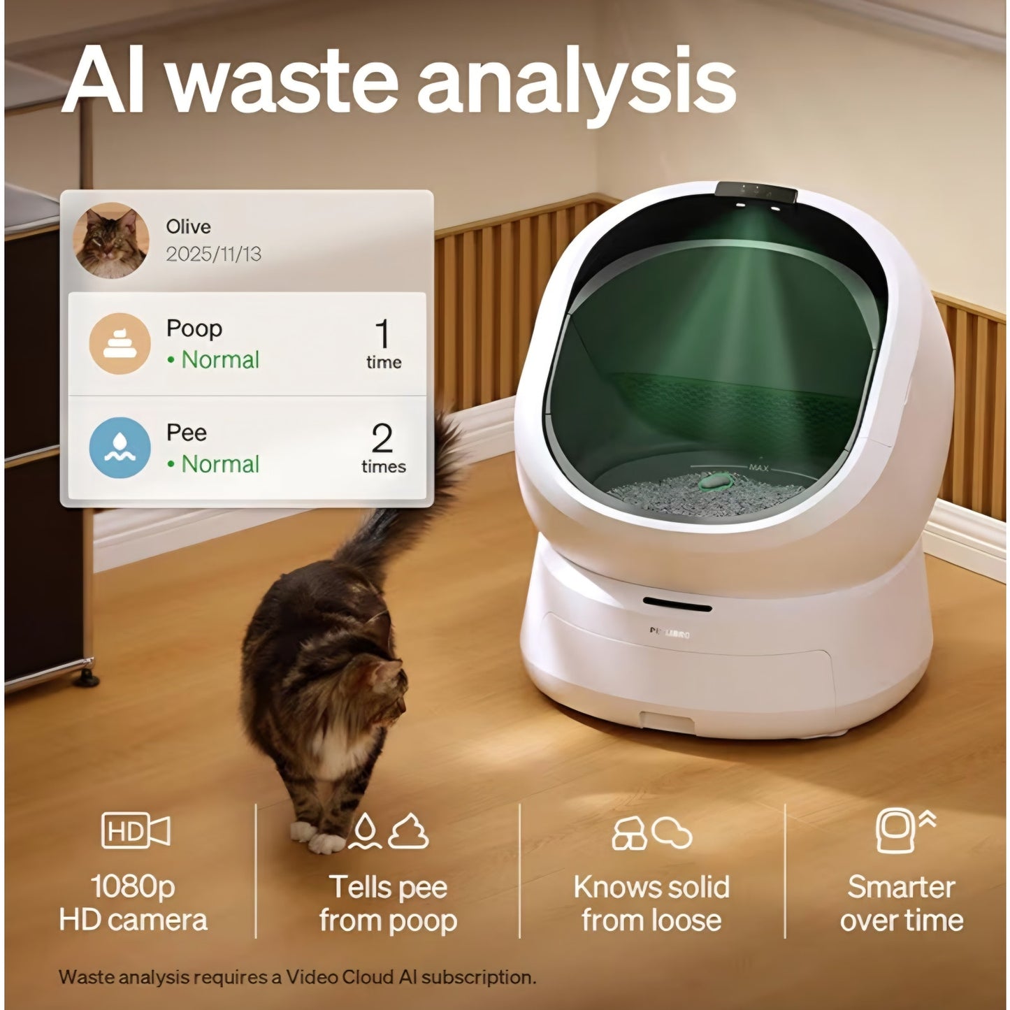 Luma Automatic Cat Litter Box AI-Camera Waste Analysis, Auto Odor-Control Self Cleaning Cat