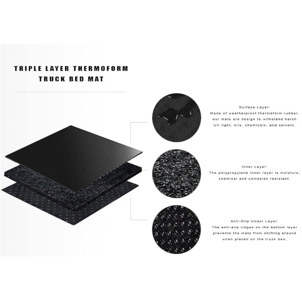 Plate Rubber Truck Bed Mat Black Fits 1987 2010 Dodge / 2011 Ram Dakota 2006-2009 Mitsubishi Raider