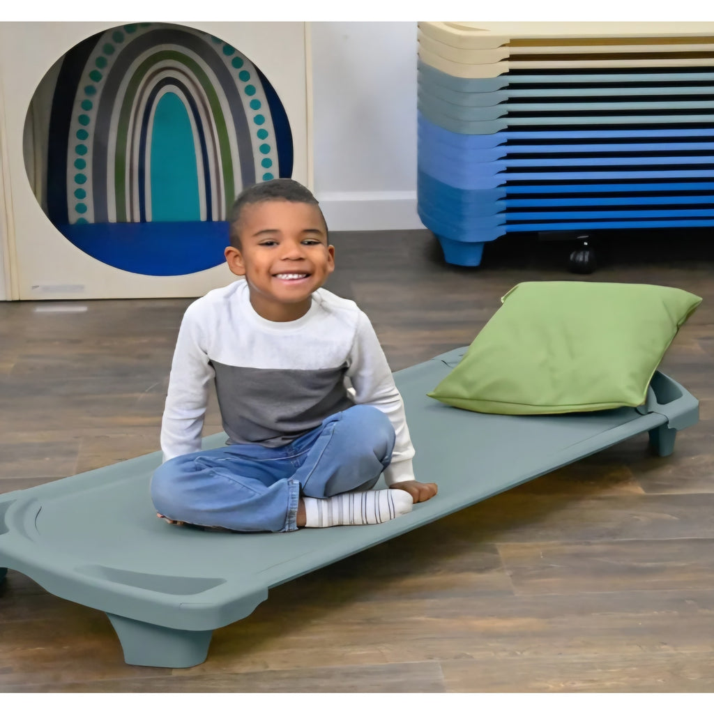 Children’s Factory SpaceLine Cot, Teal Green (Set of 4) – Standard Size 55” by 22” by 5” Standard