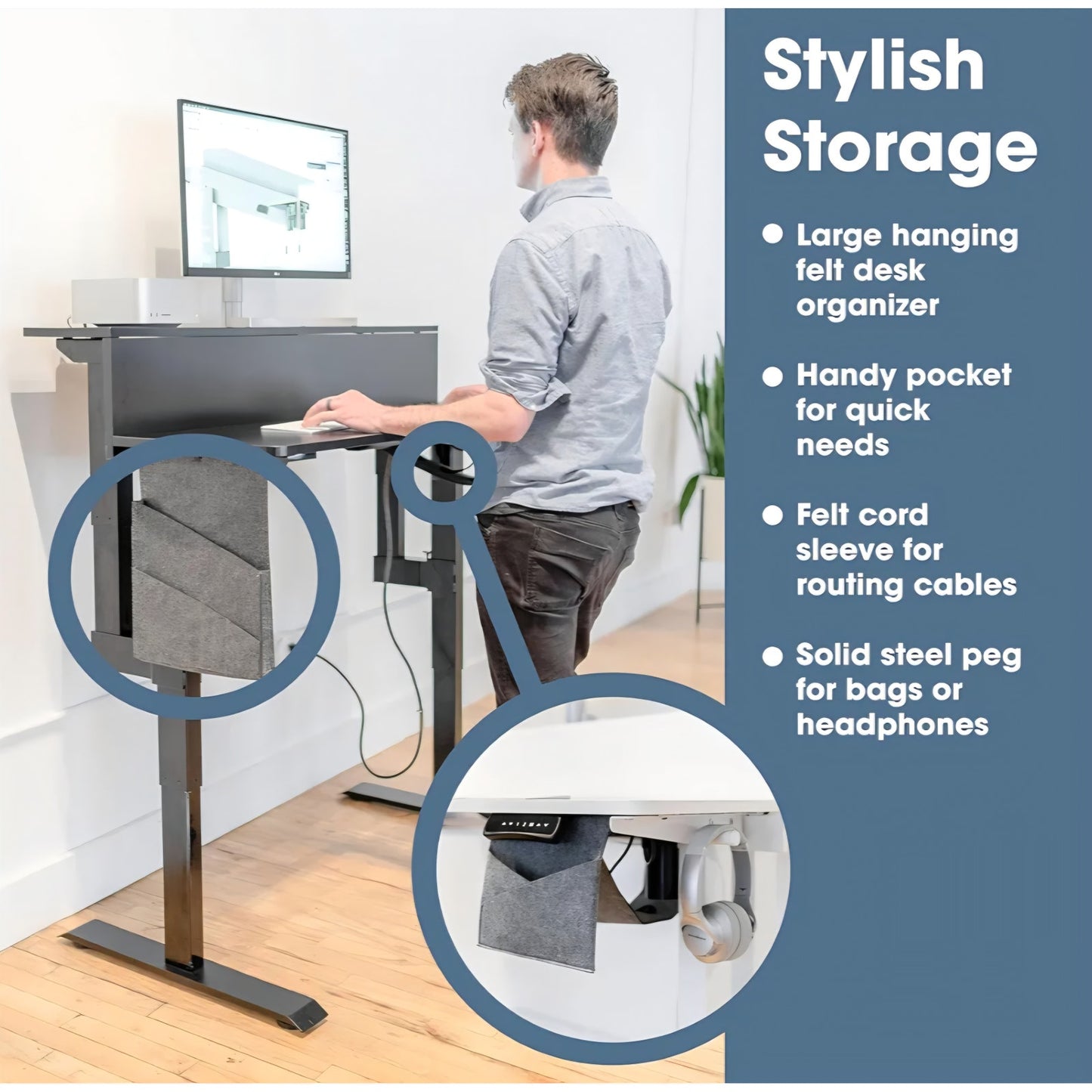 Roam & Remain Dual Lift Adjustable Height Electric Standing Desk— Adjust Both Monitor and Desk Heig