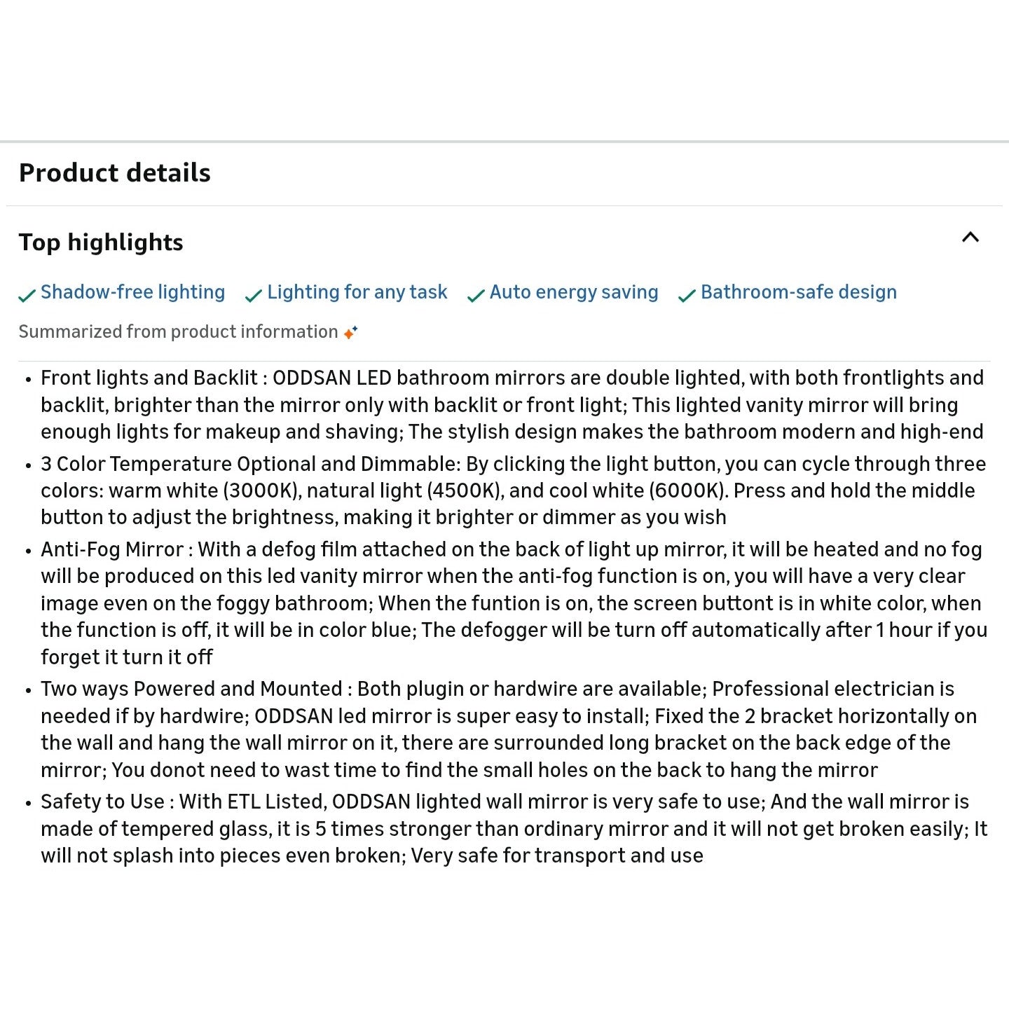 60x30 Lighted Bathroom Mirror for Wall, LED Illuminated Vanity Mirror with Lights, Dimmable, Anti