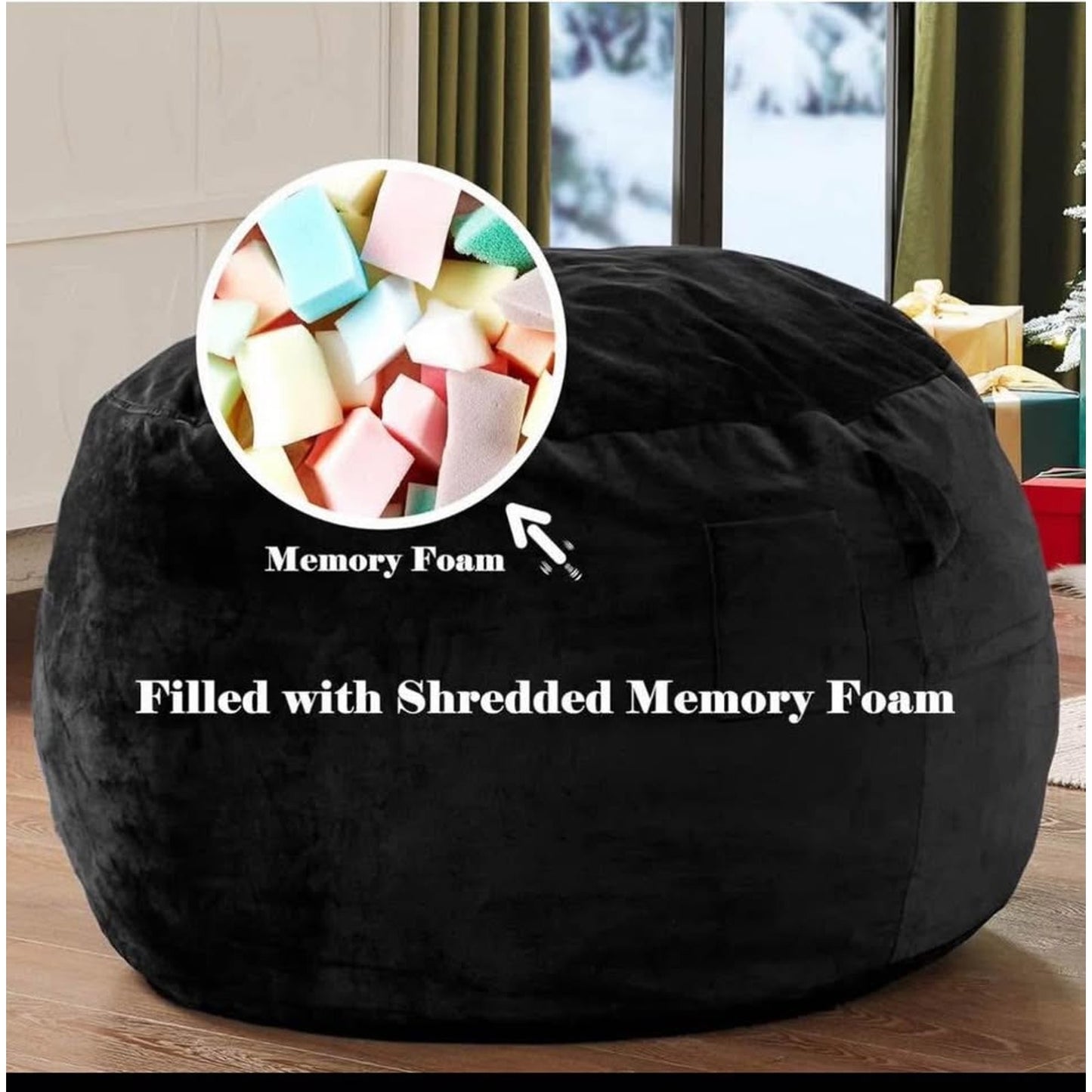 Bean Bag Chair with Filler Included for College Students, 3 FT Comfy Beanbag Chairs for Adults - Mac