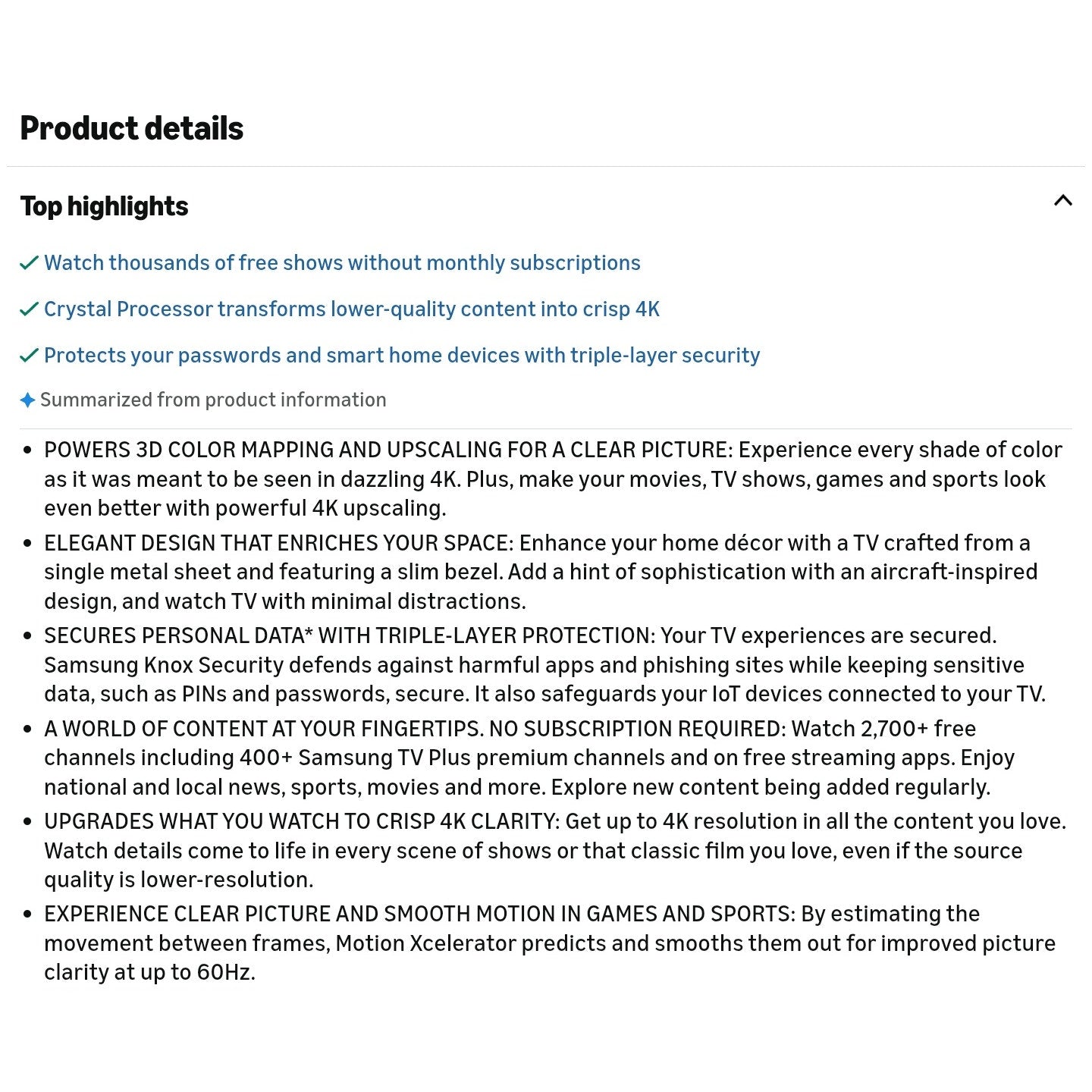 Samsung 55-Inch Class Crystal UHD U8000F 4K Smart TV (2025 Model) Endless Free Content