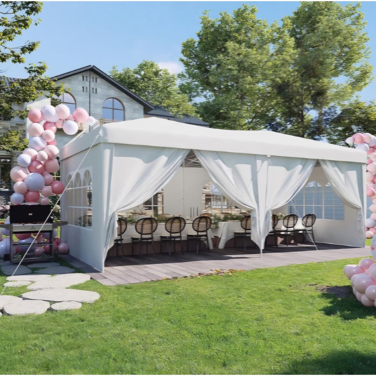 10x20 Pop Up Canopy Tent with Sidewalls, One-Push Instant Setup Waterproof Outdoor Canopy