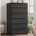 Black Tall 7 Drawer Dresser for Bedroom, Modern Wood Closet Dressers & Chests of Drawers