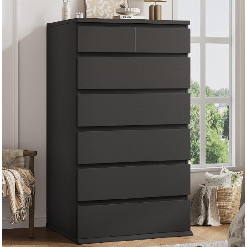 Black Tall 7 Drawer Dresser for Bedroom, Modern Wood Closet Dressers & Chests of Drawers