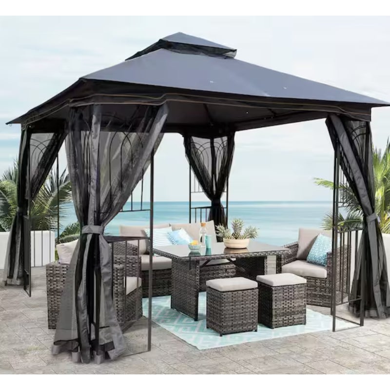 Gazebo Canopy Tent with Ventilated Double Roof and Detachable Mosquito Net 10 ft. x 10 ft.