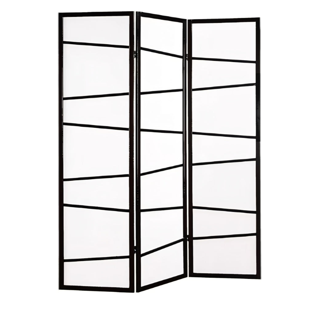 Roundhill Furniture 3-Panel Screen Room Divider, Black