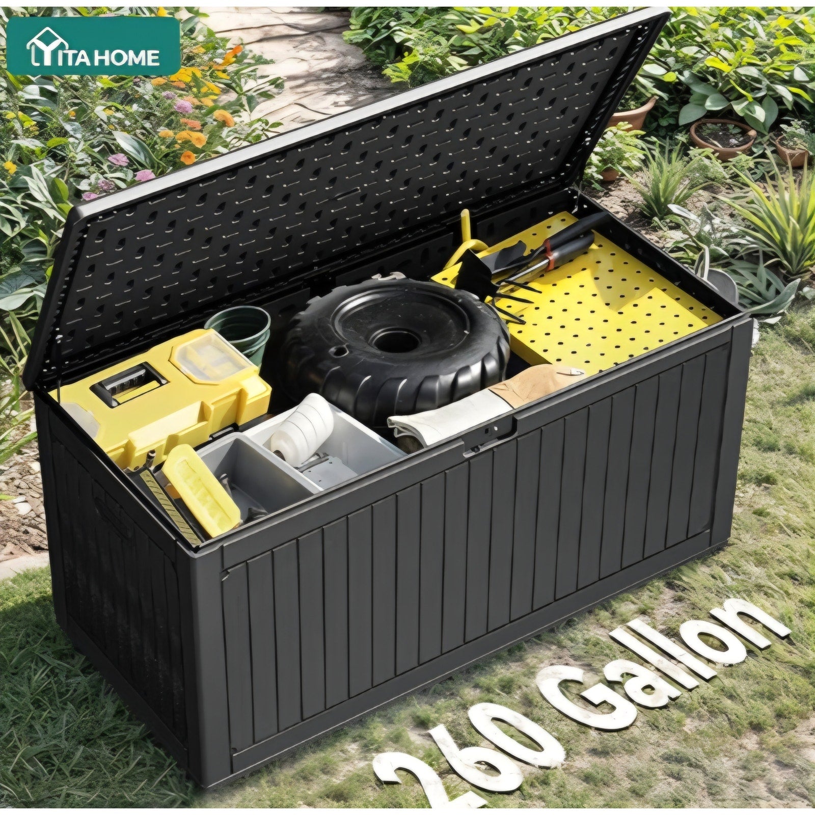 260 Gallon Double-Wall Deck Box with Divider & Side Handles