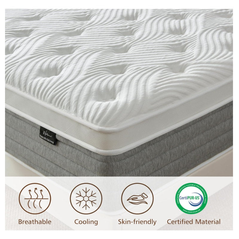 Queen Mattress 12 Inch, Medium Firm Queen Size Mattress in a Box，Hybrid Mattresses with Gel Foam