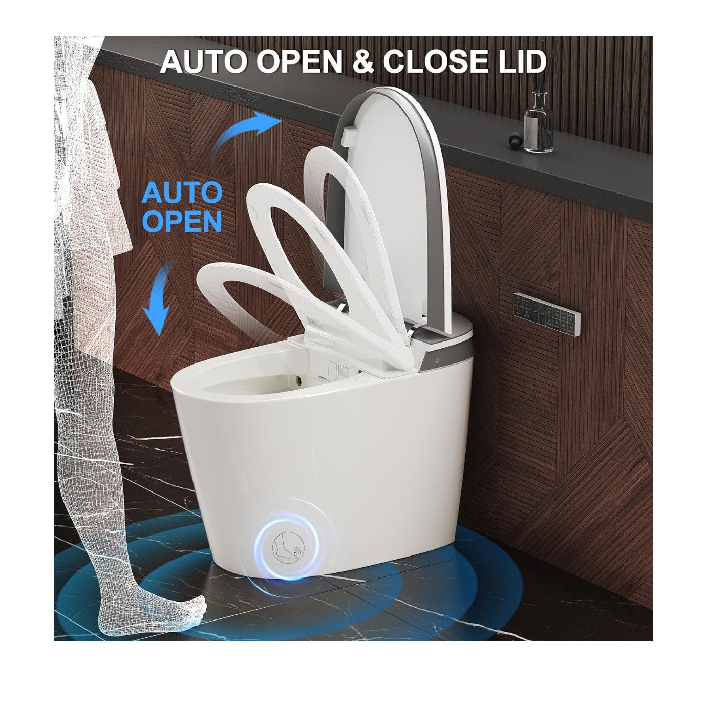 Smart Bidet Toilet, Auto Open/Close Lid, Auto Flush, Built in Tank with Boost Pump