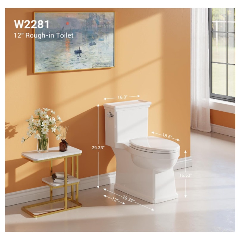 One-Piece Toilet with Classic Design, ADA Height, 1.28 GPF