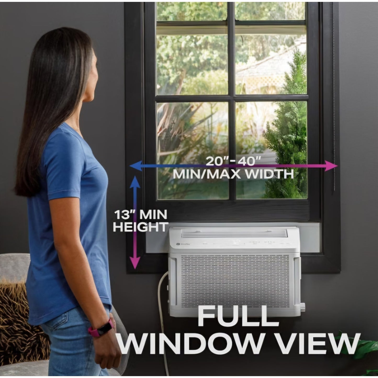 GE Profile ClearView Window Air Conditioner Unit, 8,300 BTU, Energy Efficient Cooling up to 350 sq