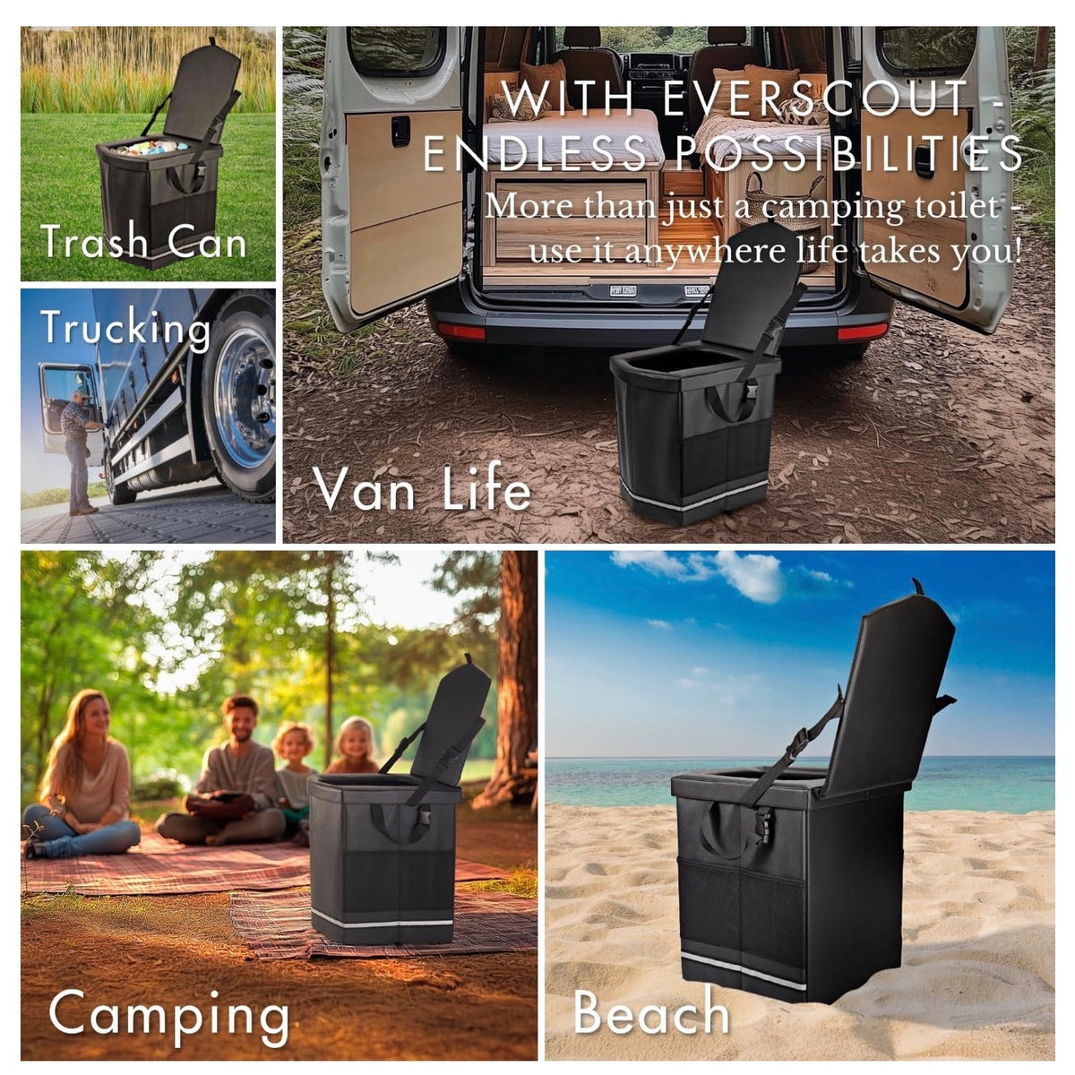 XL Portable Toilet for Adults - Extra Strong, Compact Portable Toilet