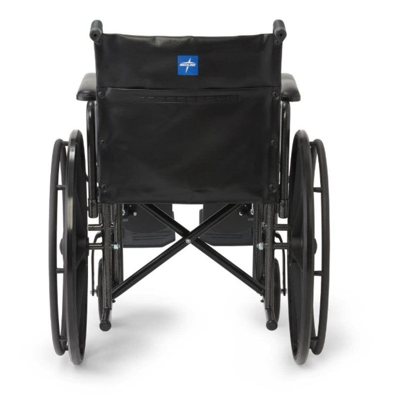 Medline K1 Basic Vinyl Wheelchair with Full-Length Arms and Elevating Leg Rests