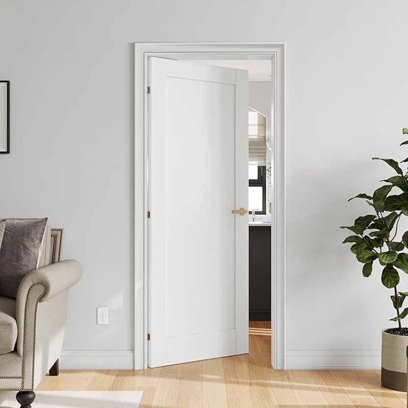 SmartStandard 28inx80in, Slab Door Solid Core French Doors Interior, White Primed, Without Hardware